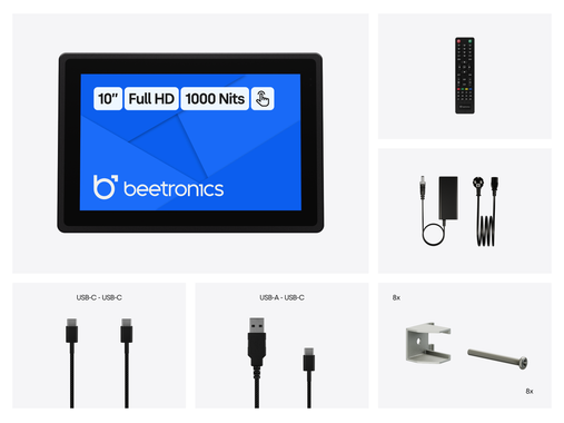 10 Tommer Touchskærm Metal (Høj Lysstyrke)