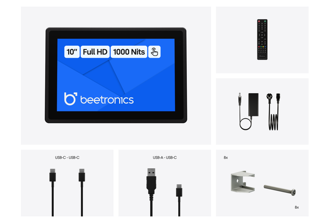 10 Tommer Touchskærm Metal (Høj Lysstyrke)